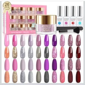 Lavender Violets 20 Colors Dip Powder Nail Kit! Pop The Champagne Collection NEW